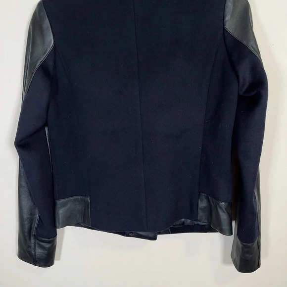 DANIER  | WOOL COAT CONTRAST LEATHER SLEEVES - Picture 14 of 15